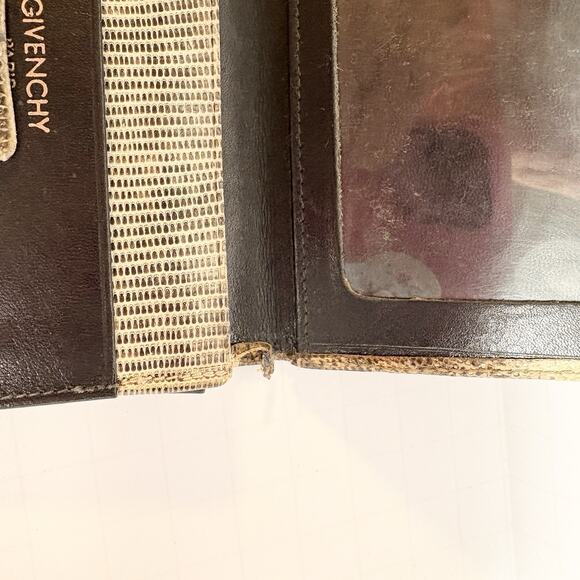Vintage Givenchy Slim ID Wallet Bi Fold Brown Leather Magnetic Close Worn See - Picture 7 of 11